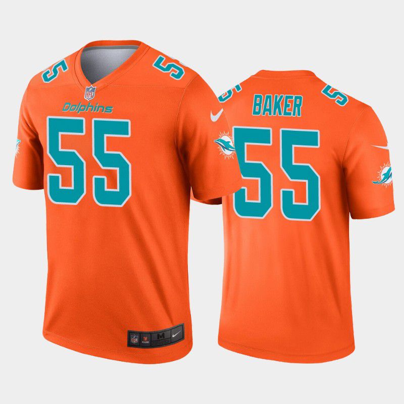 Men Miami Dolphins 55 Jerome Baker Nike Orange Inverted Legend Game NFL Jersey